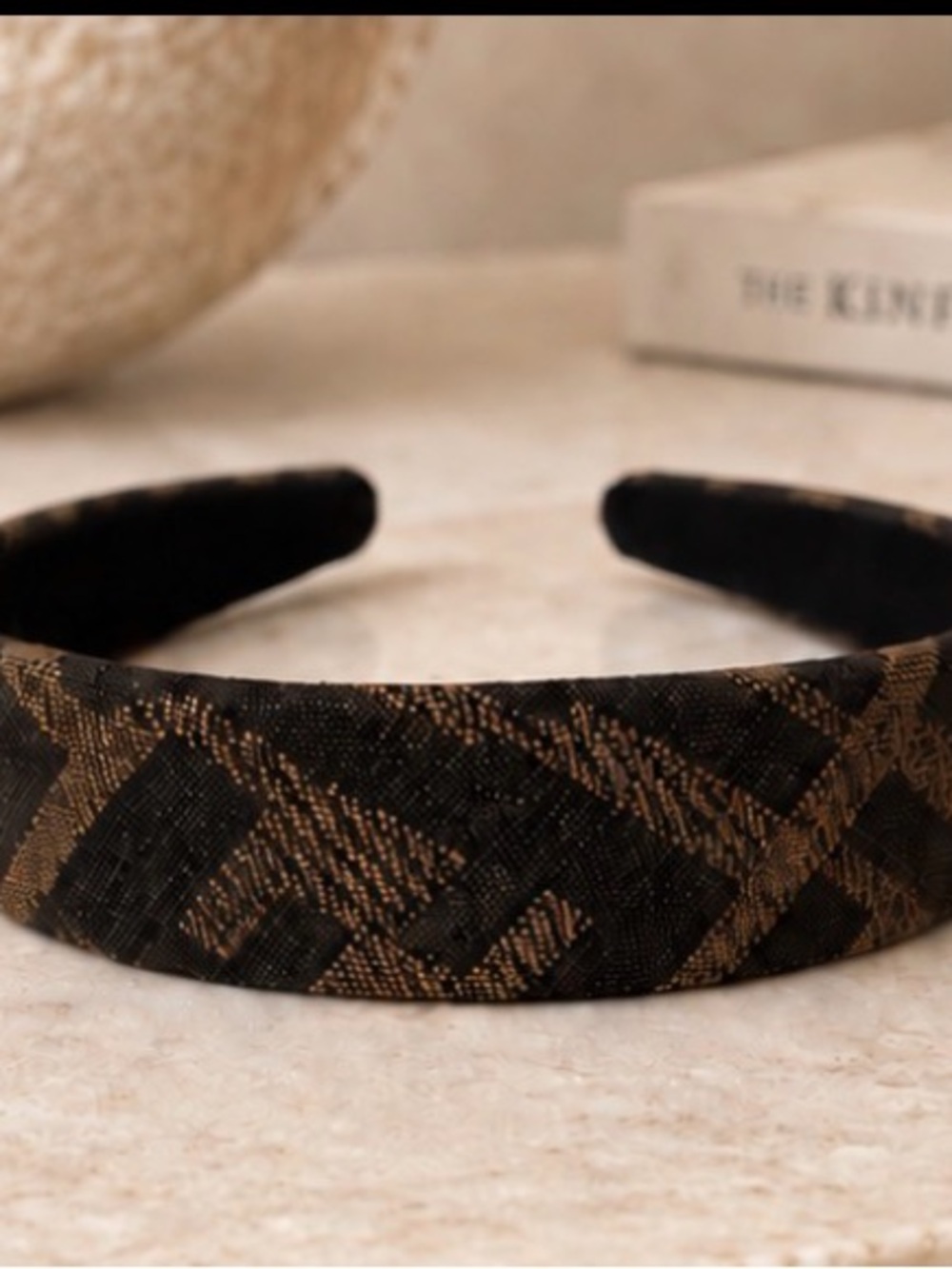Designer Inspired Brown Monogram Wide Headband